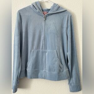 Juicy Couture Light Blue Velour zip up Hoodie